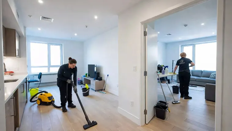 Clean hard-floor surface representing commercial floor care