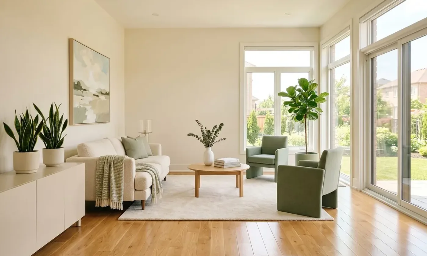 Bright clean condo living area
