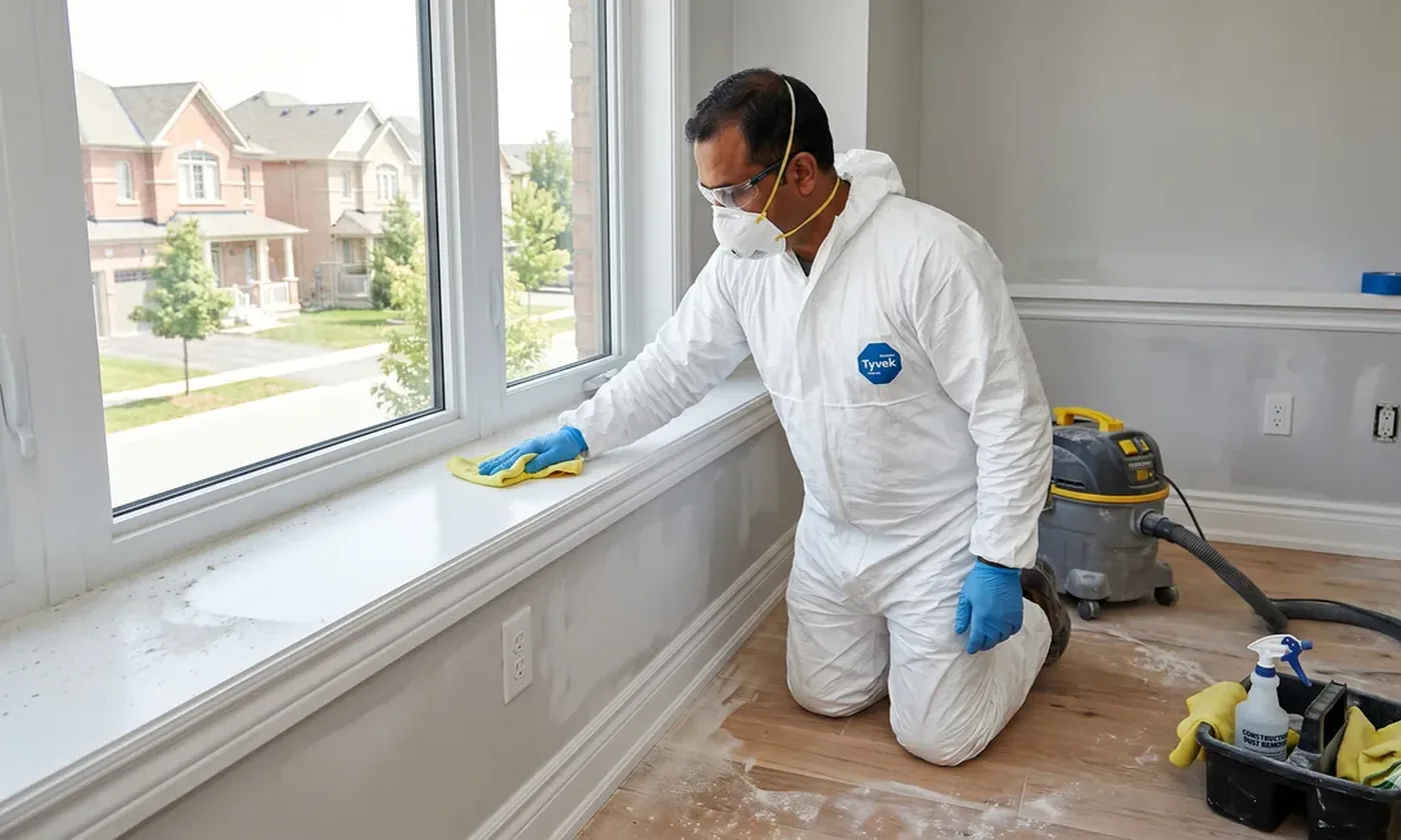 Post-construction cleaning in progress